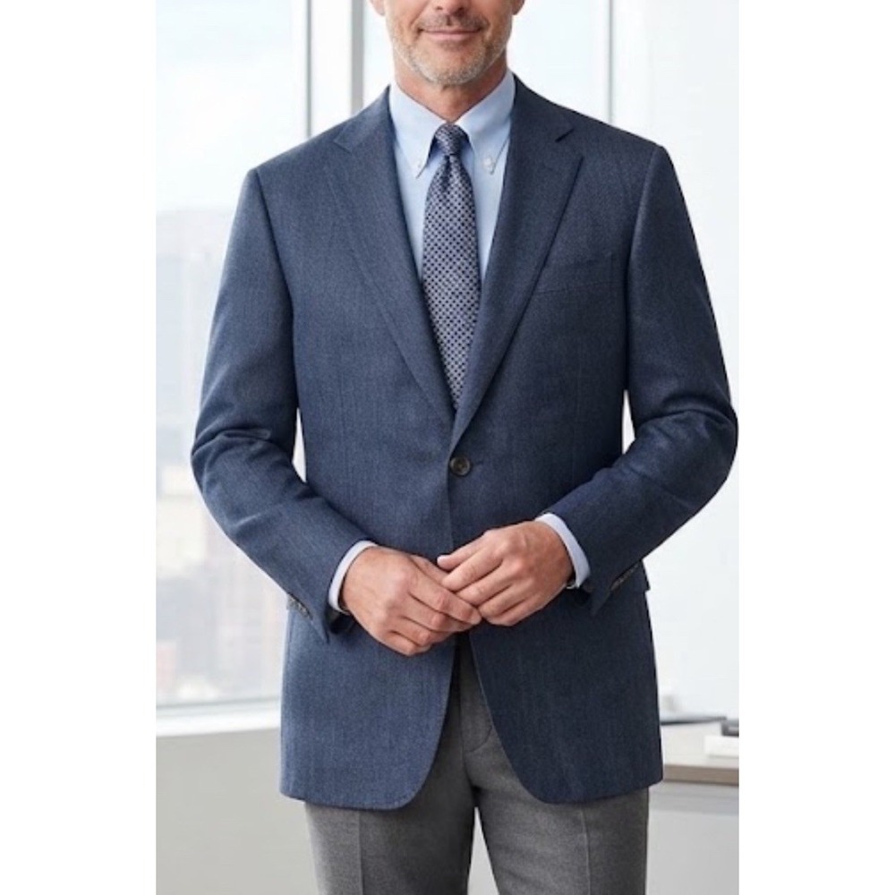 Brooks Brothers 1818 Madison Sport Coat Blazer 44L Silk Linen Wool Herringbone